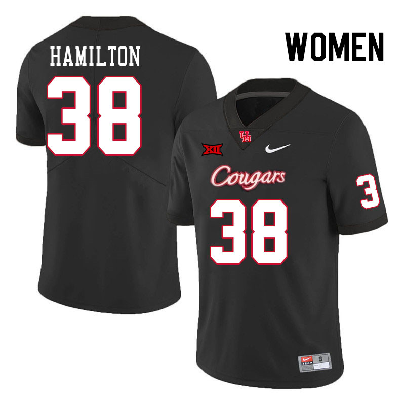 Women #38 Cooper Hamilton Houston Cougars College Football Jerseys Stitched Sale-Black